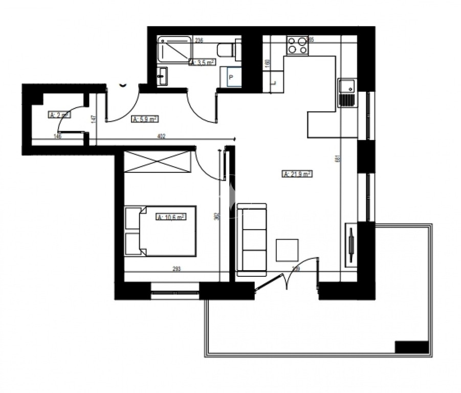 2 pokoje 43,90 m2 stan deweloperski.