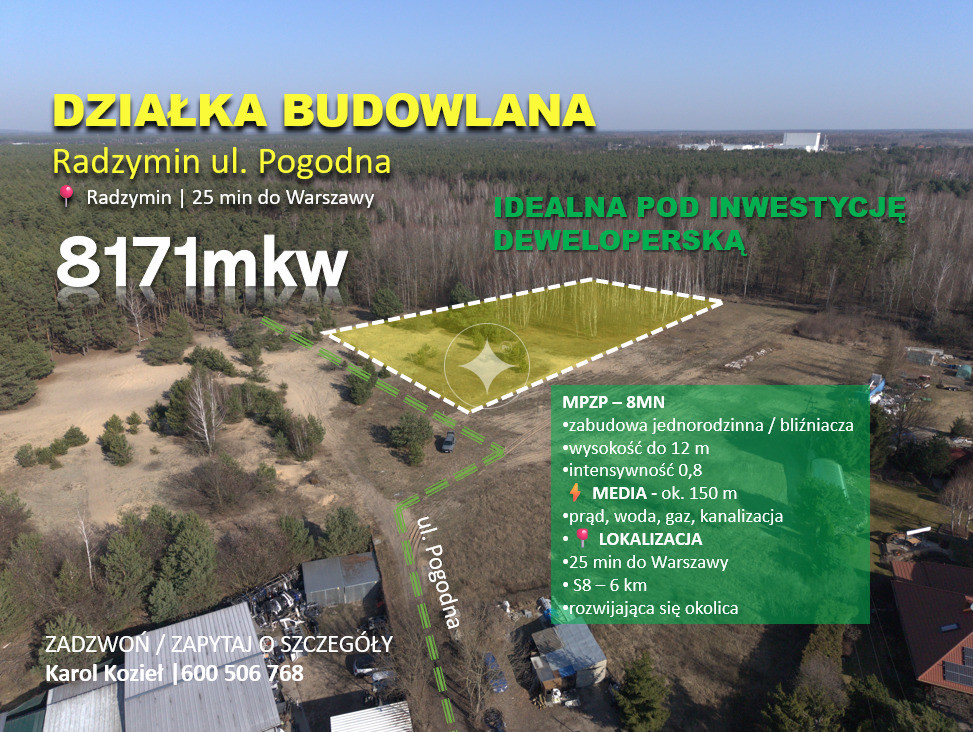 Działka 8171 m² | MPZP - zabudowa jednorodzinna