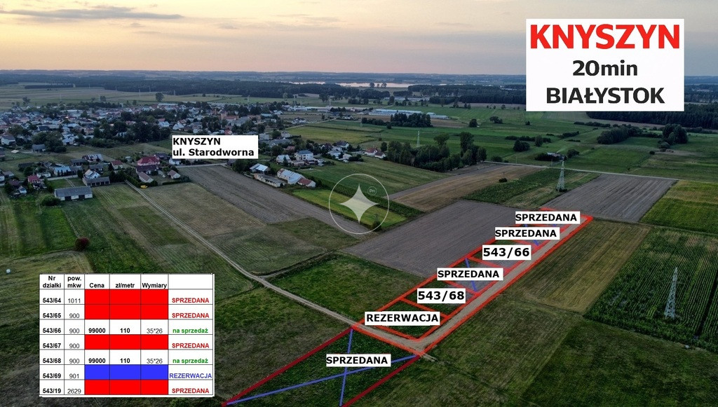 Działka rolno- budowlana, 1011 m2  Knyszyn