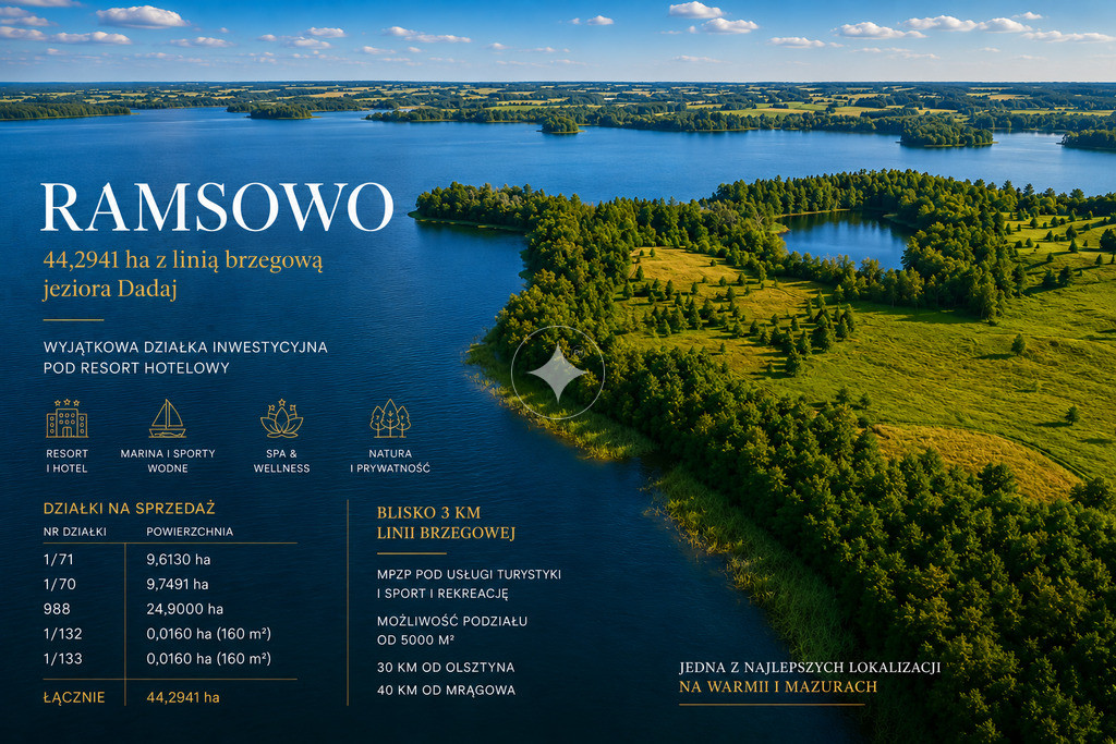 44,29 ha | 3 km linii brzegowej |MPZP|Resort Hotel