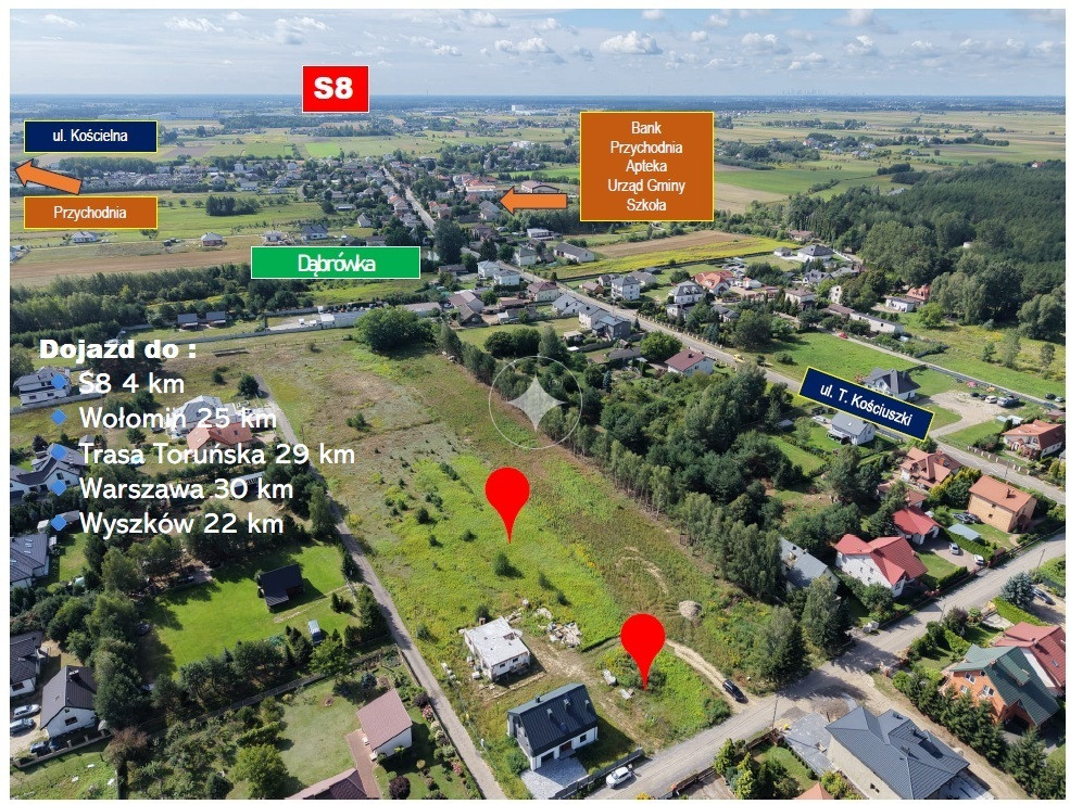 Działki budowlane w Dąbrówce -872 m² i 915 m² MPZP