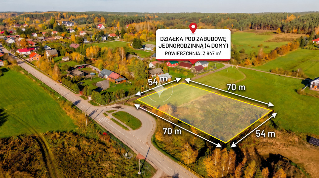 Działka z decyzją WZ na 4 domy – Studzianki.